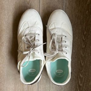 White Slip On Lace Up Sneakers- never worn!